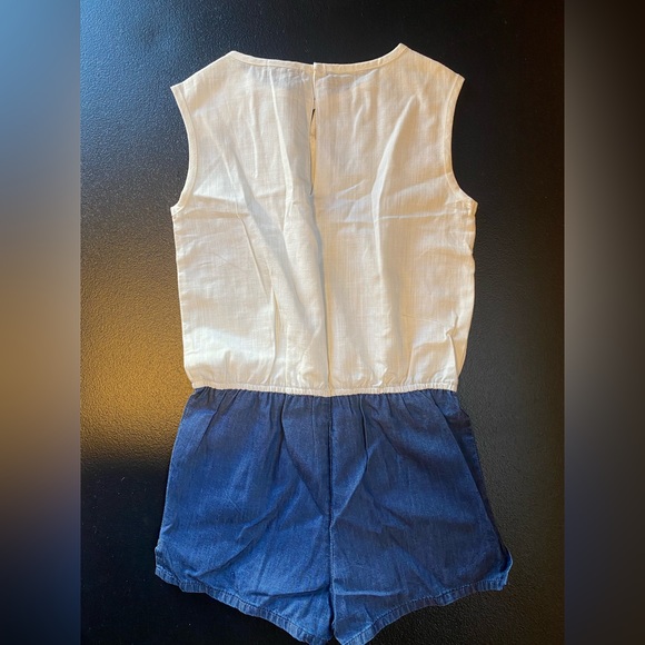 NWT 7 for all mankind denim & cream romper - Girl's Small - Picture 4 of 4